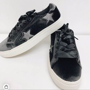 Gray velvet star sneakers